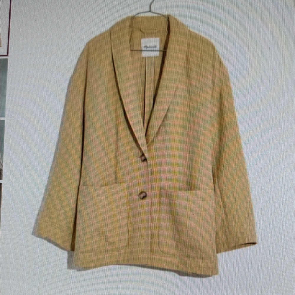 Madewell Lightspun Dorset Textured Soft Slouchy Unconstructed Button Blazer Med